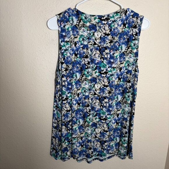 Croft & Barrow Tank Top Women's Large Blue Floral Sleeveless Round Neck Printed - Picture 4 of 7